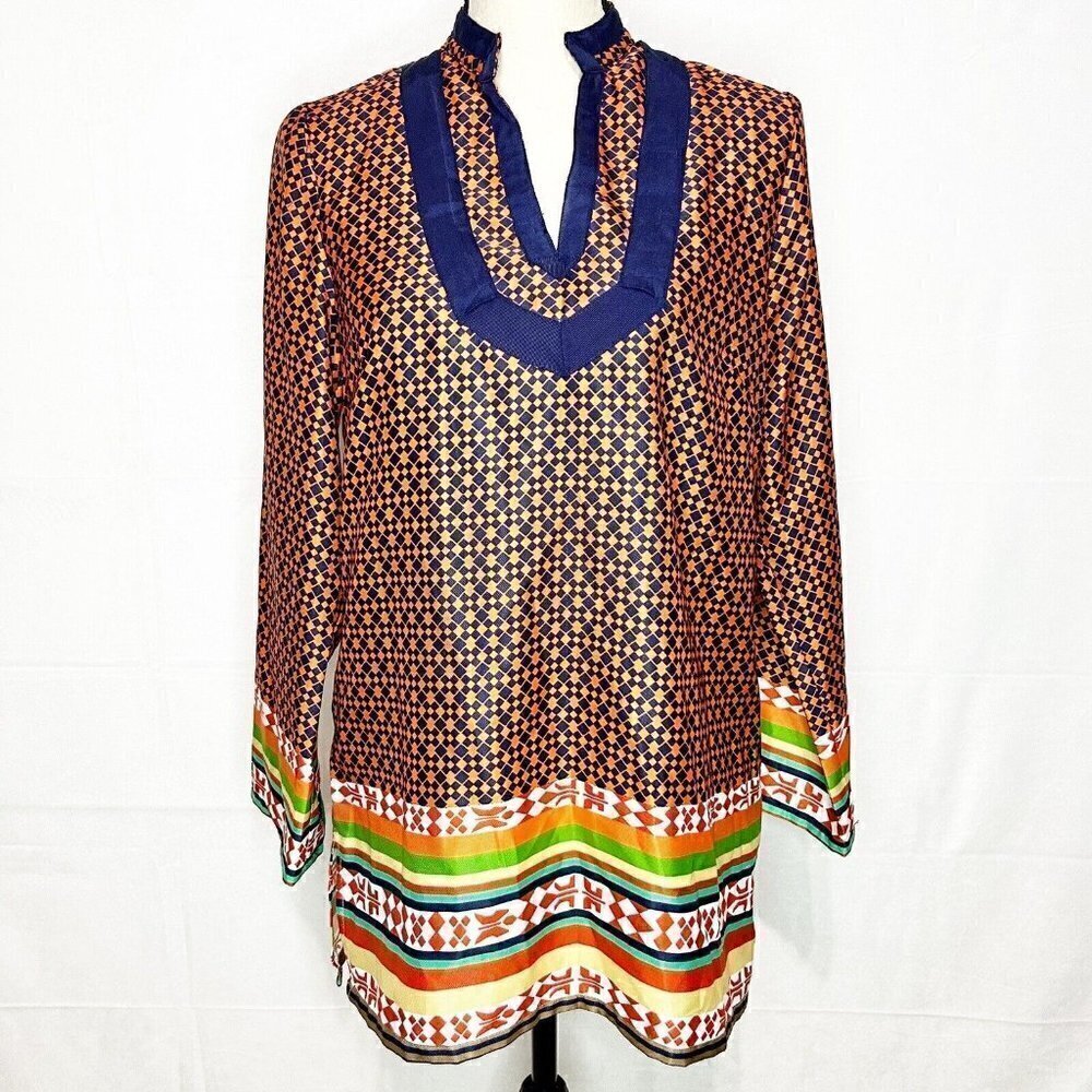 Jade by Melody Tam Women’s Sz S Multicolor Blouse Tunic Long Sleeve NWT